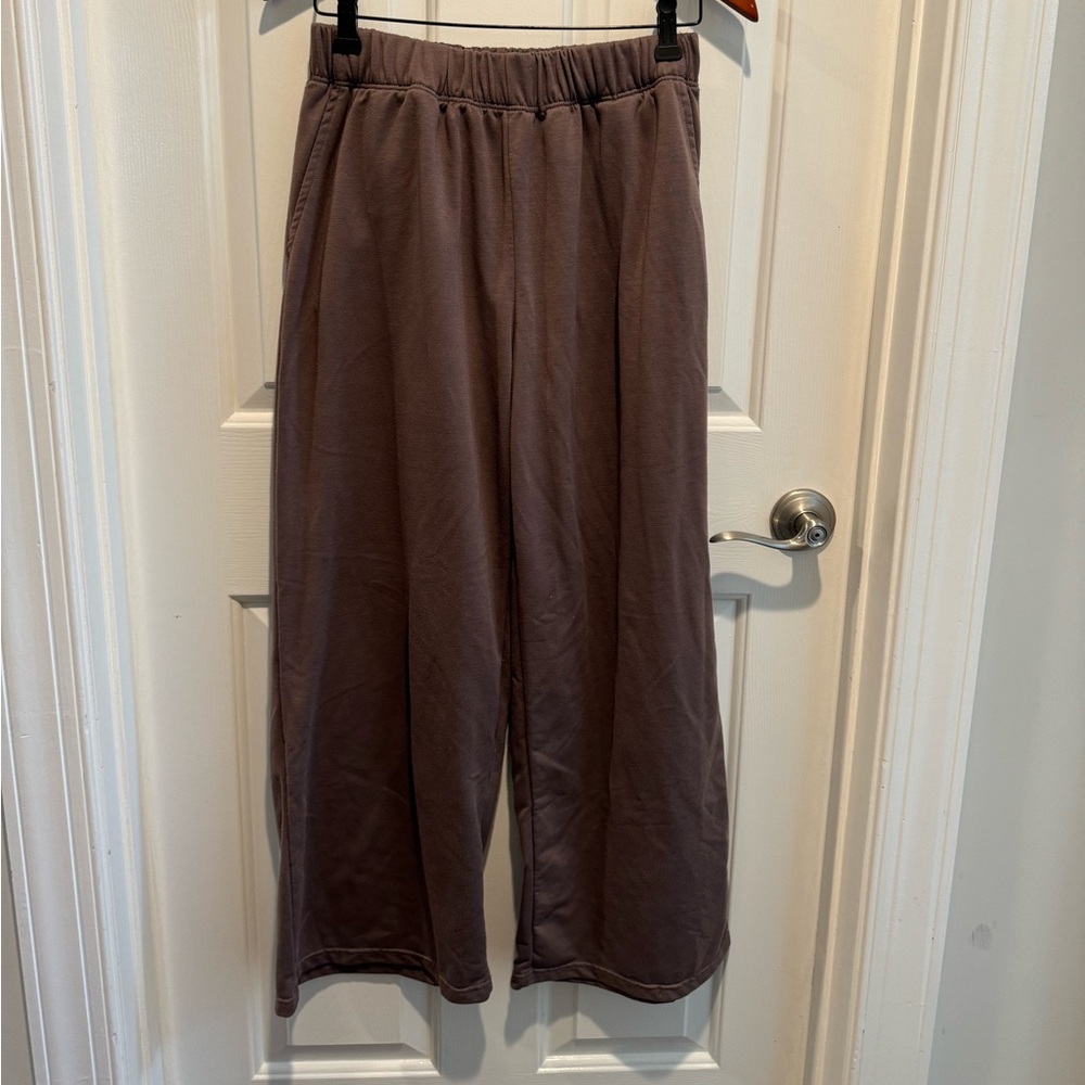 Altar'd State Taupe Wide-Leg Track Pants